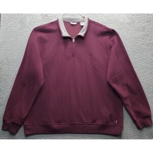 IZOD Sweatshirt Mens XXL Burgundy Fleece Lined Embroidered Logo Quarter Zip